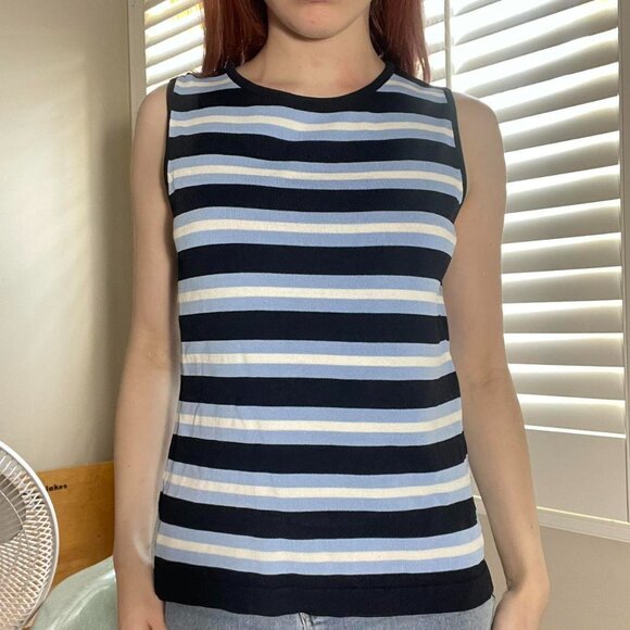 Calvin Klein Y2K Striped Sleeveless Knit Tank - Picture 1 of 4
